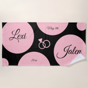 Chic Modern Dots Wedding Date Beach Towel