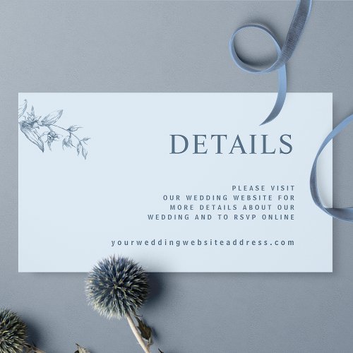 Chic Modern Dusty Blue Wedding Website  Details E Enclosure Card