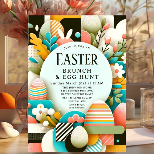 Chic Modern Easter Brunch  Egg Hunt Invitation