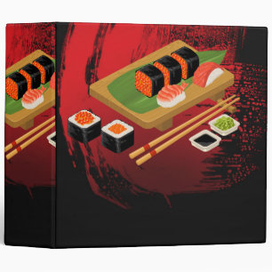 Chic Modern Elegant Black & Red Sushi Binder
