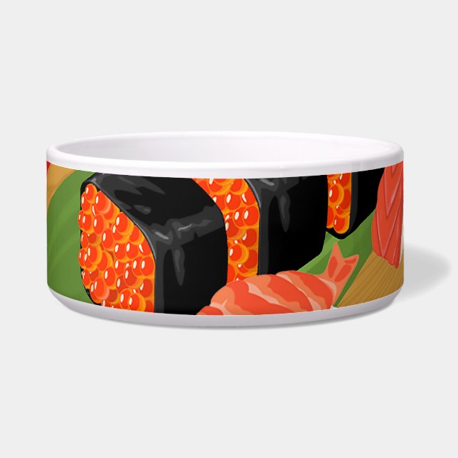 Chic Modern Elegant Black & Red Sushi Bowl (Front)