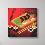 Chic Modern Elegant Black &amp; Red Sushi Canvas Print at Zazzle