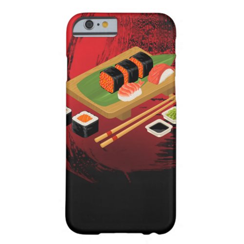 Chic Modern Elegant Black  Red Sushi Barely There iPhone 6 Case