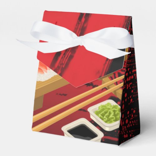 Chic Modern Elegant Black  Red Sushi Favor Boxes