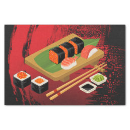 Chic Modern Elegant Black &amp; Red Sushi Party Tissue Paper