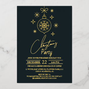 Chic Modern Elegant Script Christmas Party Foil Invitation