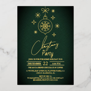 Chic Modern Elegant Script Christmas Party Foil Invitation