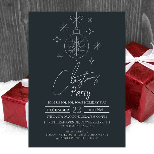 Chic Modern Elegant Script Christmas Party Invitation