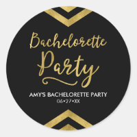 Chic Modern Faux Gold Chevron Bachelorette Party Classic Round Sticker