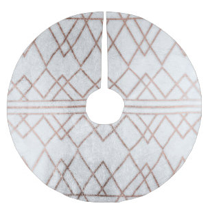 Chic Modern Faux Rose Gold Geometric Triangles Brushed Polyester Tree Skirt