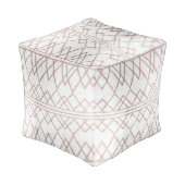 Chic Modern Faux Rose Gold Geometric Triangles Pouf (Angled Back)
