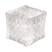 Chic Modern Faux Rose Gold Geometric Triangles Pouf (Angled Front)