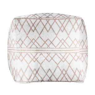 Chic Modern Faux Rose Gold Geometric Triangles Pouf