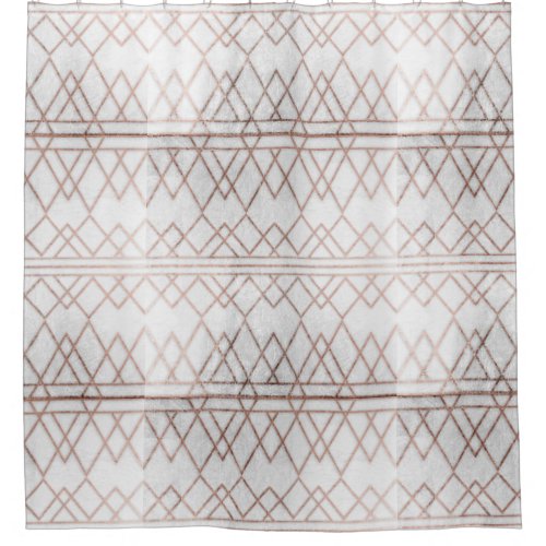 Chic Modern Faux Rose Gold Geometric Triangles Shower Curtain