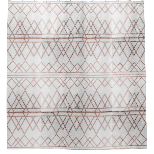Chic Modern Faux Rose Gold Geometric Triangles Shower Curtain (Front)