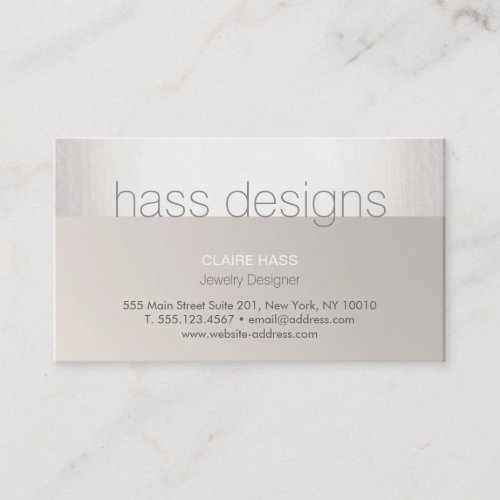 Chic Modern Faux Silver Foil and Taupe Designer Business Card