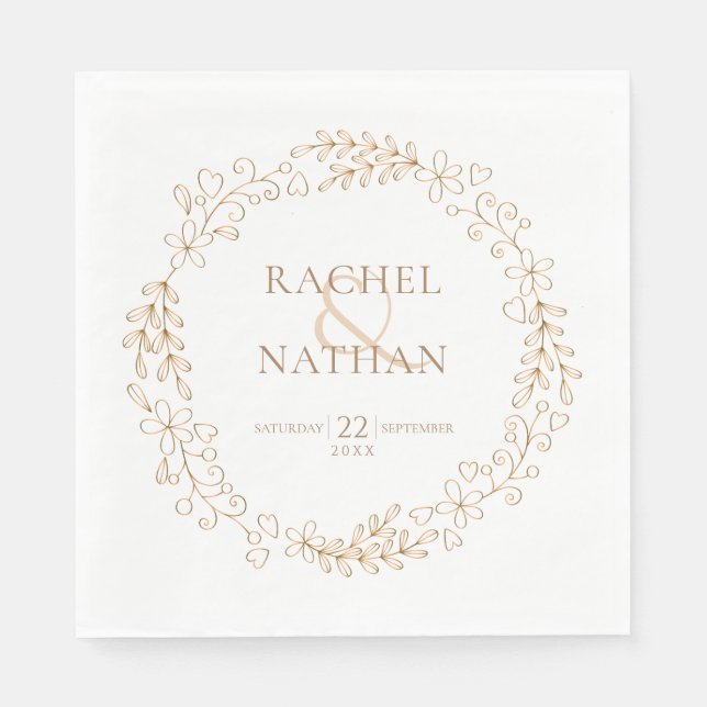 Chic Modern Floral Garland Celebration Napkins (Front)