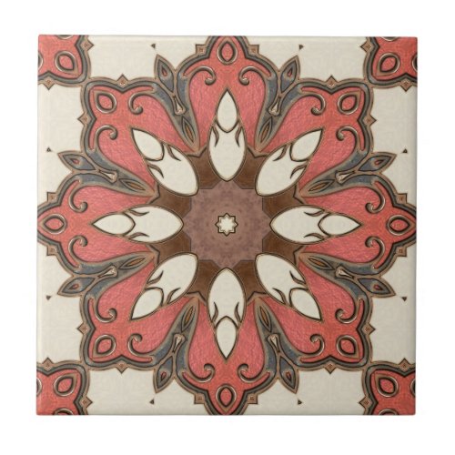 Chic Modern Floral Geometric Design Tile