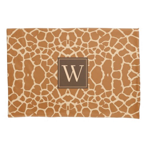 Chic Modern Giraffe Print Monogram Pillow Case