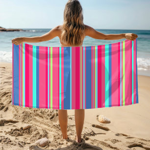 Chic Modern Girly Candy Stripe Pattern Beach Towel