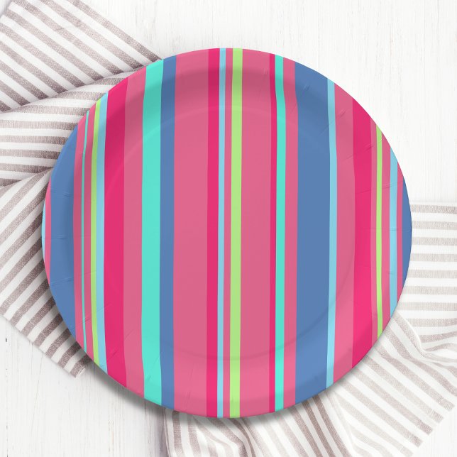 Chic Modern Girly Candy Stripe Pattern Paper Plates (Creator Uploaded)