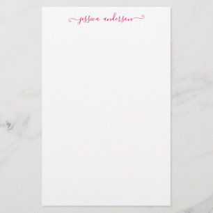 Chic Modern Girly Magenta Pink Script Calligraphy Stationery