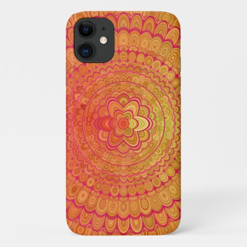 Chic Modern Girly Stylish Trendy Orange Mandala iPhone 11 Case