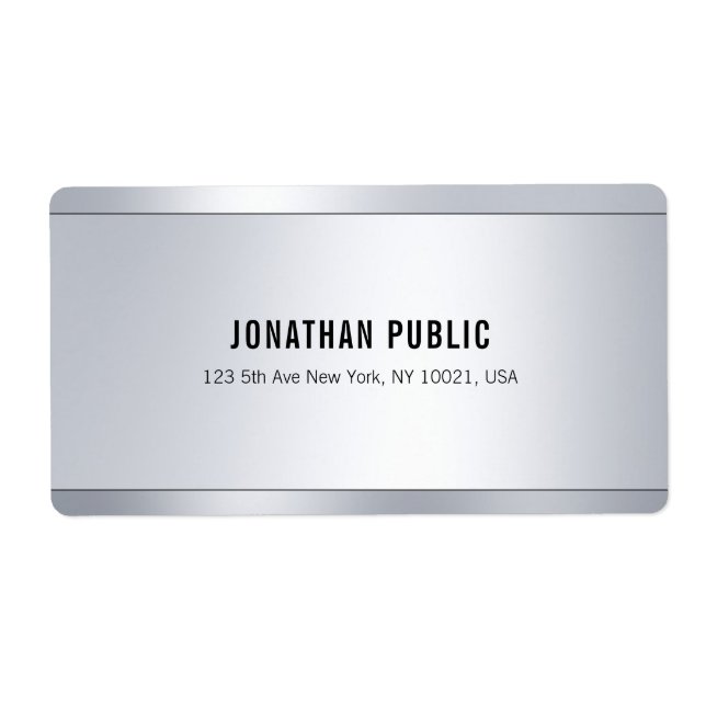 Chic Modern Glamour Silver Shipping Address Label (Front)