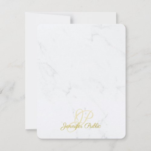 Chic Modern Gold Caligraphed Script Marble Elegant Note Card