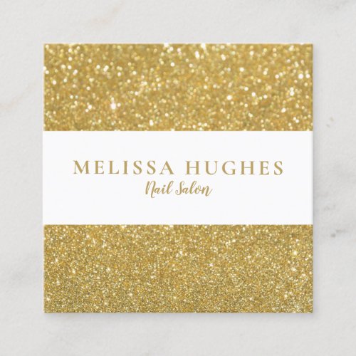 Chic Modern Gold Glitter Square Business Card