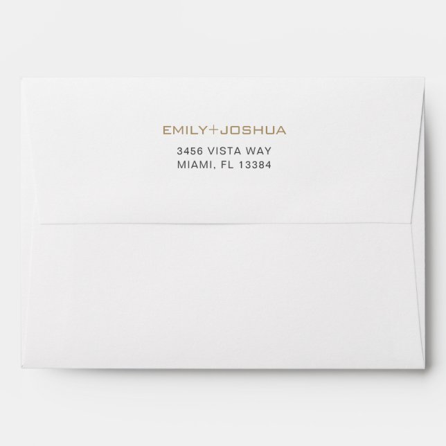 Chic Modern Gold Wedding Invitation Return Address Envelope (Back (Top Flap))