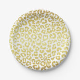 Simple modern white chic faux gold cheetah print paper napkins