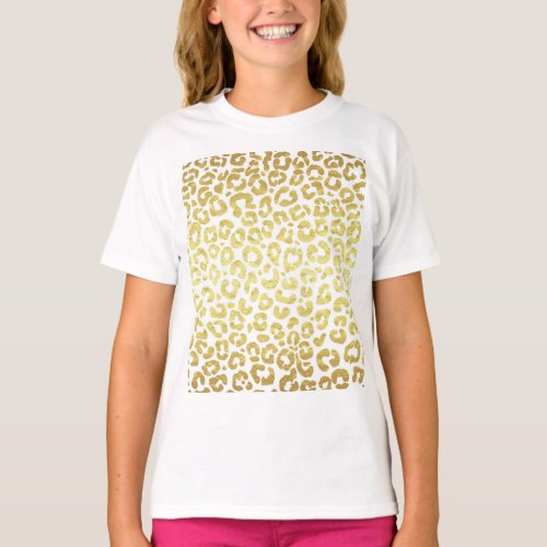 Chic Modern Gold White Leopard Jaguar Cheetah T_Shirt