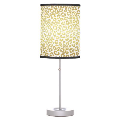 Chic Modern Gold White Leopard Jaguar Cheetah Table Lamp
