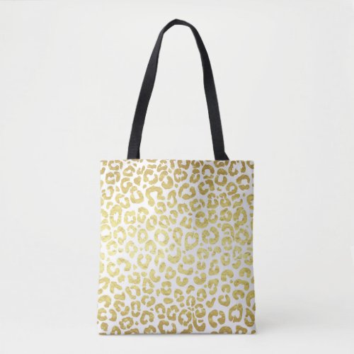 Chic Modern Gold White Leopard Jaguar Cheetah Tote Bag