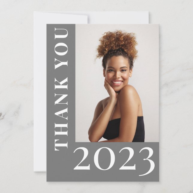 Chic Modern Graduate High School Photo Graduation Thank You Card (Front)