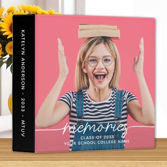 Chic Modern Graduation Memories Graduate 2 Photo 3 Ring Binder (Creator Uploaded)