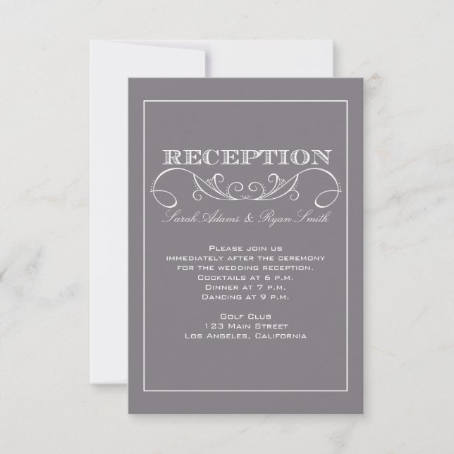 Chic Modern Gray Wedding Reception Invitation (Front)