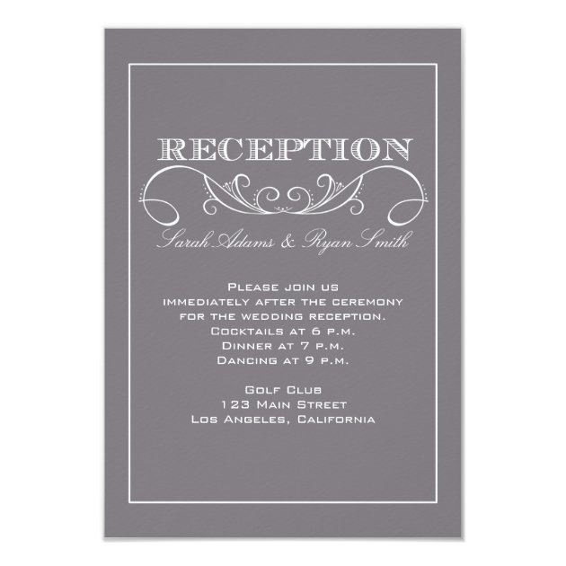 Chic Modern Gray Wedding Reception Invitation