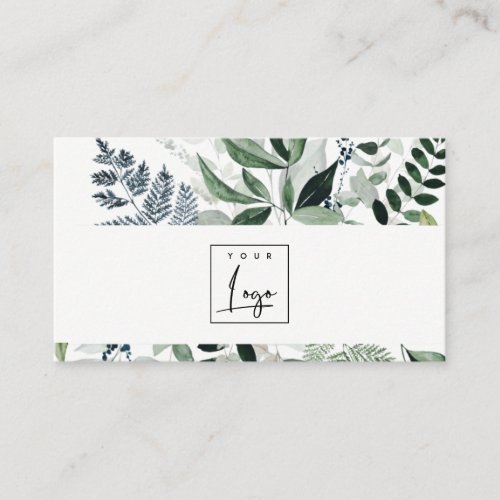 Chic Modern Green Leafy Tropical Foliage Fern Logo Business Card