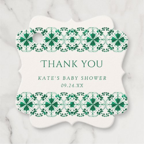 Chic Modern Green St Patricks Day Baby Shower Favor Tags
