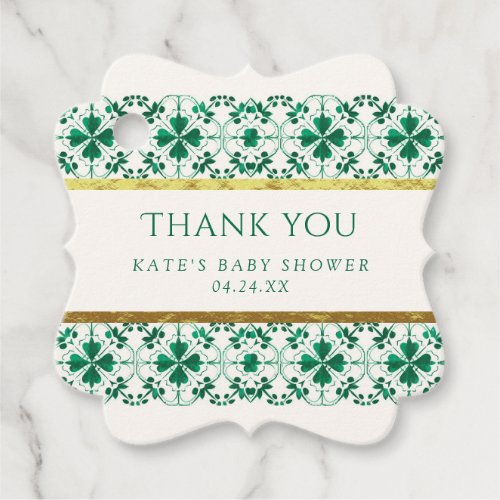 Chic Modern Green St Patricks Day Baby Shower Favor Tags