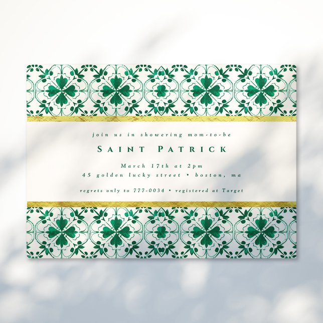 Chic Modern Green St. Patrick's Day Baby Shower Invitation (Creator Uploaded)