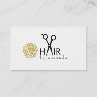 chic modern hair stylist gold flower simple business card