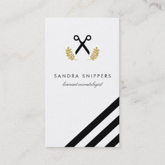 chic modern hair stylist hairstylist stripes business card