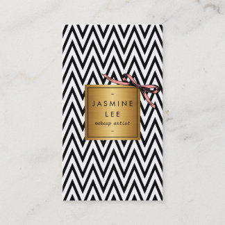 chic modern hair stylist makeup artist black gold business card