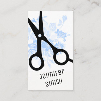 chic modern hairstylist hair stylist blue floral appointment card