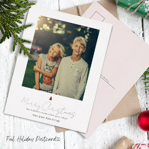 Chic Modern Hand Lettering Single Photo Foil Holiday Postcard