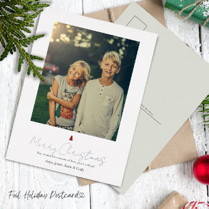 Chic Modern Hand Lettering Single Photo Foil Holiday Postcard