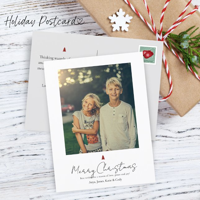 Chic Modern Hand Lettering Single Photo Holiday Postcard (Chic Modern Hand Lettering Single Photo Holiday Postcard)